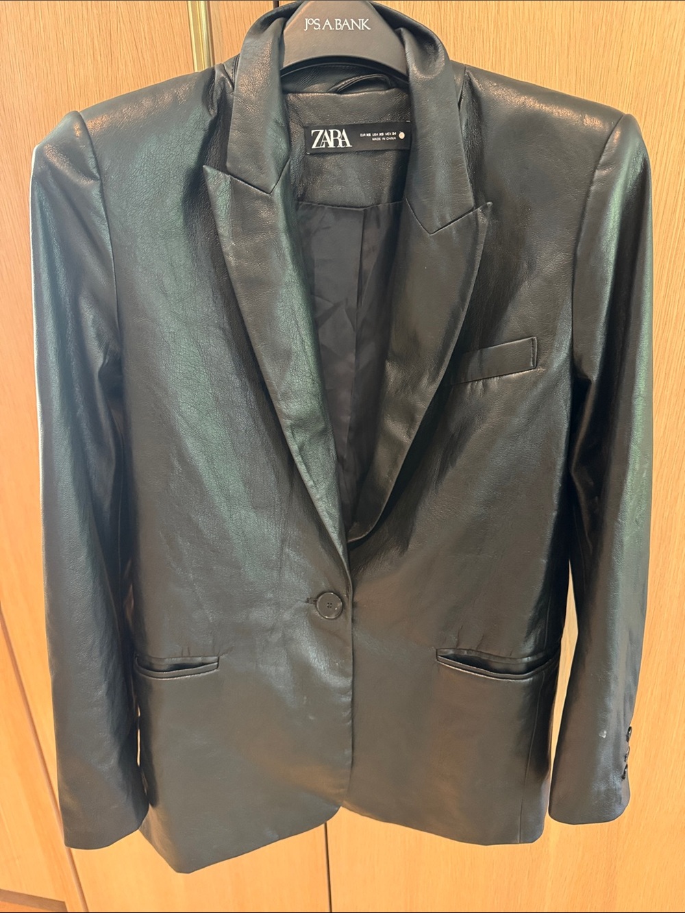 Zara Black Faux Leather Blazer.. XS but it is an oversized blazer
